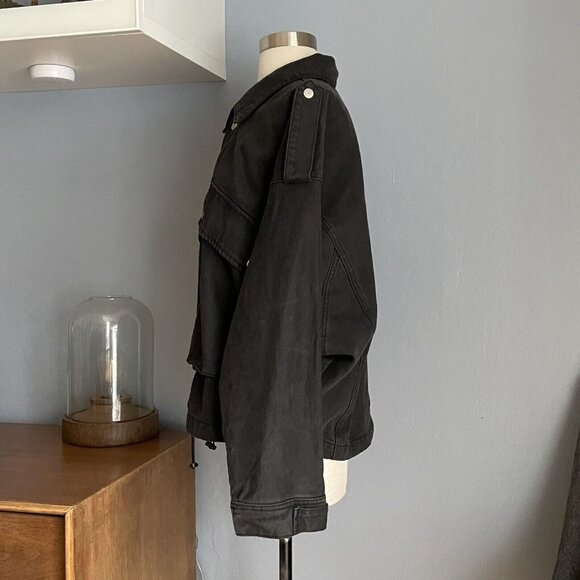 Neon Blonde High Flyer Oversized Denim Jacket Washed Black - Picture 6 of 10